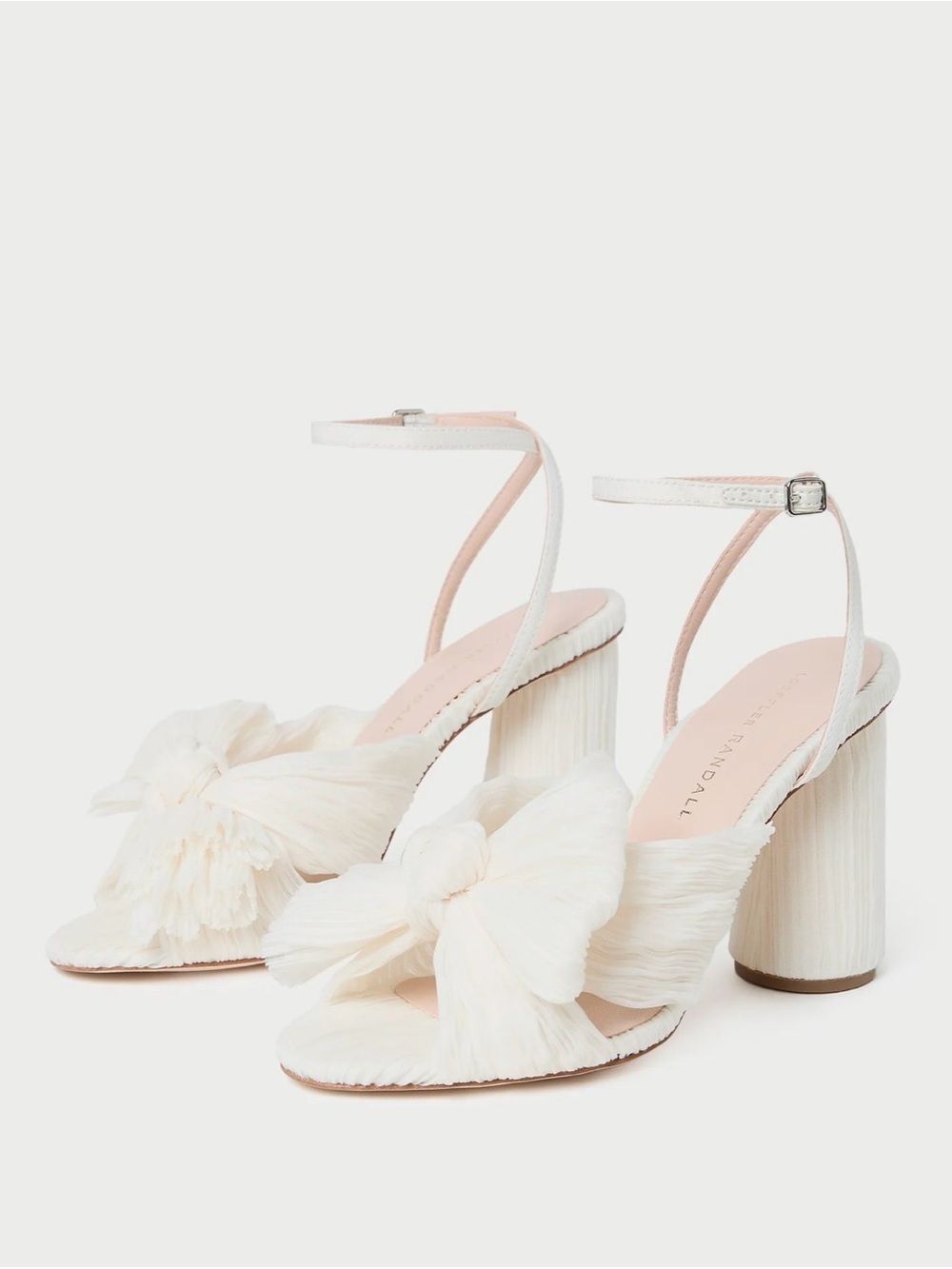 Loeffler Randall Camellia Pleated Bow Heel Pearl 8.5B New In Box Wedding Summer - Picture 2 of 8